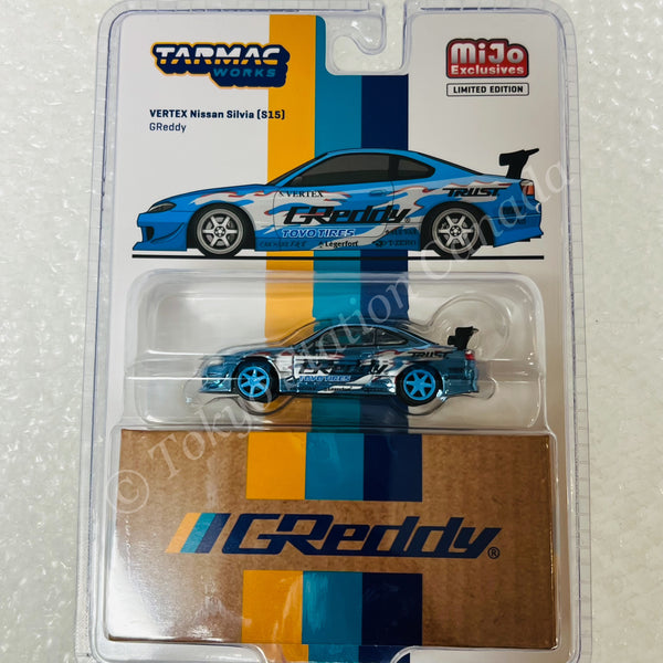 *CHASE CAR* Tarmac Works GLOBAL64 1/64 Vertex Nissan Silvia (S15) GReddy Special Limited Edition – MiJo Exclusives T64G-023-GDY