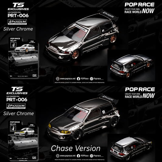 PREORDER POPRACE x TS Exclusives 1/64 PANDEM EG6 SILVER CHROME PRT006 (Approx. Release Date: Q1 2027 and subject to the manufacturer's final decision) **Chase cars are randomly packed**