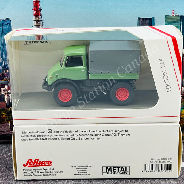 Schuco 1/64 Unimog U406 Reseda Green with Red Rims 452037900