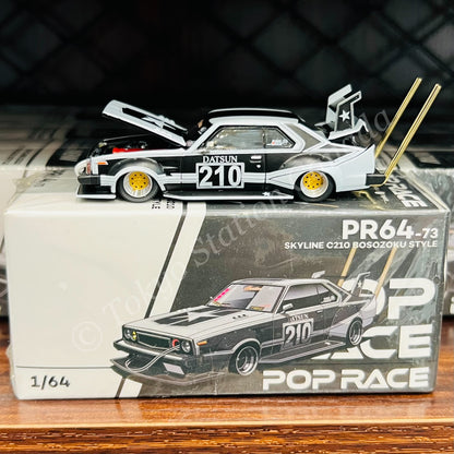POPRACE 1/64 Skyline C210 Kaido Racer - Bosozoku Style Matt Black PR640073