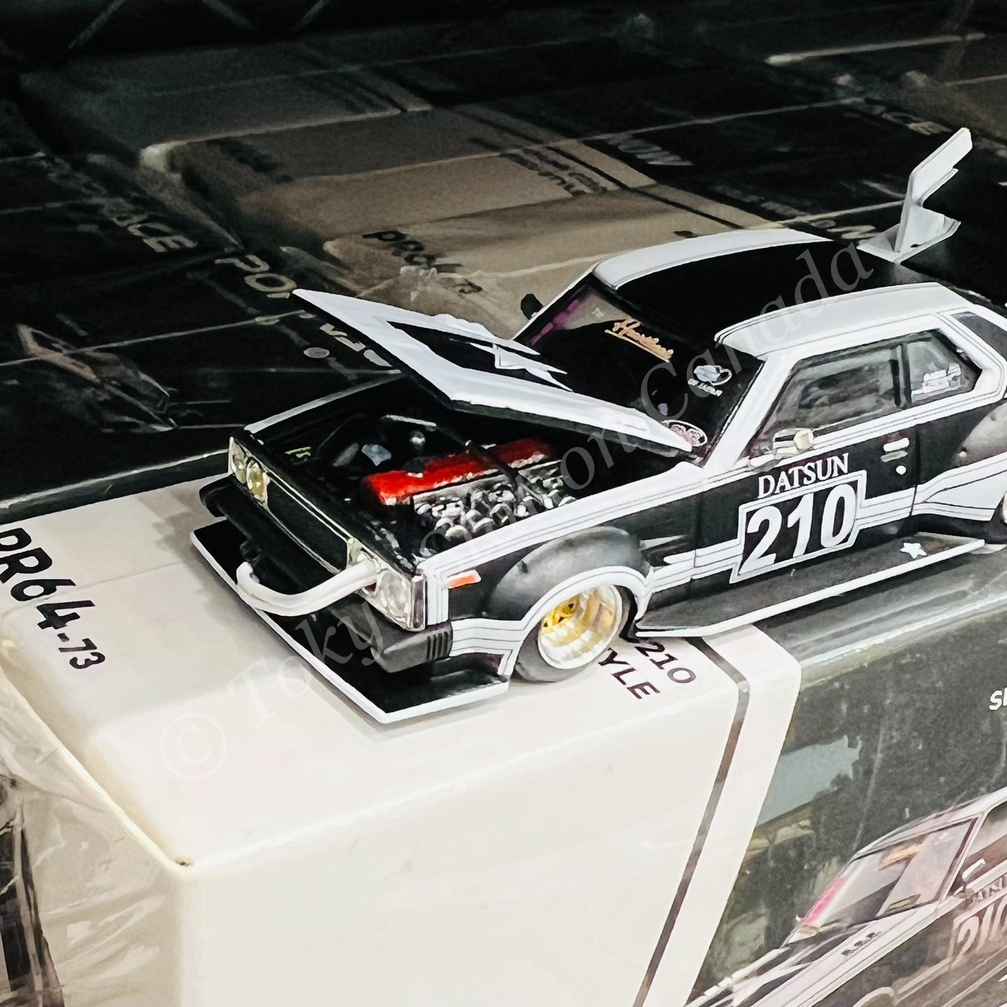 POPRACE 1/64 Skyline C210 Kaido Racer - Bosozoku Style Matt Black PR640073