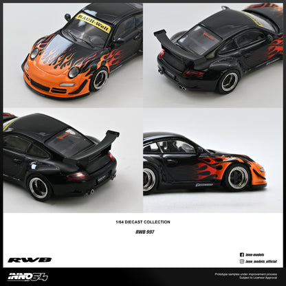 PREORDER INNO64 1/64 RWB 997 Orange Burning Flame IN64-RWB997-OBF (Approx. Release Date : Q3 2026 subject to the manufacturer's final decision)