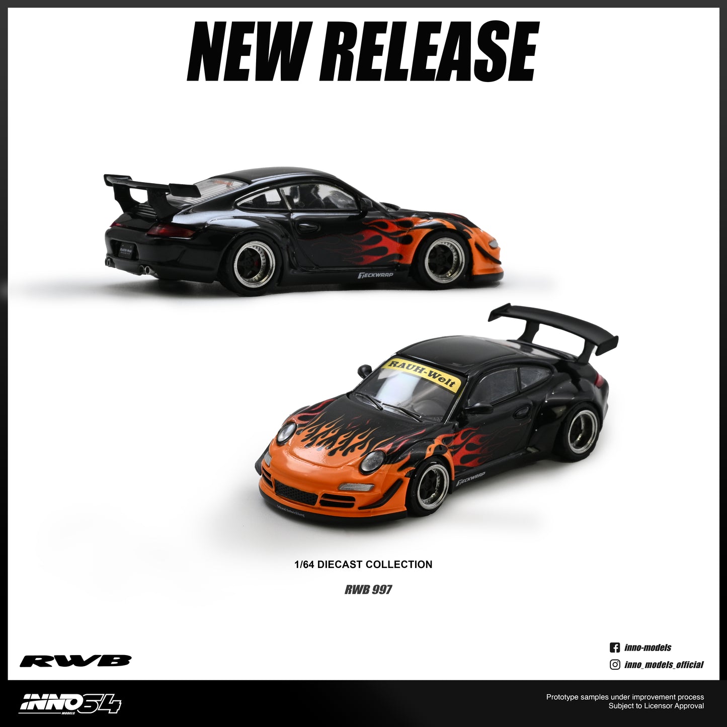 PREORDER INNO64 1/64 RWB 997 Orange Burning Flame IN64-RWB997-OBF (Approx. Release Date : Q3 2026 subject to the manufacturer's final decision)