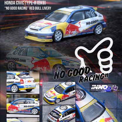 INNO64 1/64 HONDA CIVIC Type-R (EK9) "NO GOOD RACING" Red Bull Livery IN64-EK9-JDM14