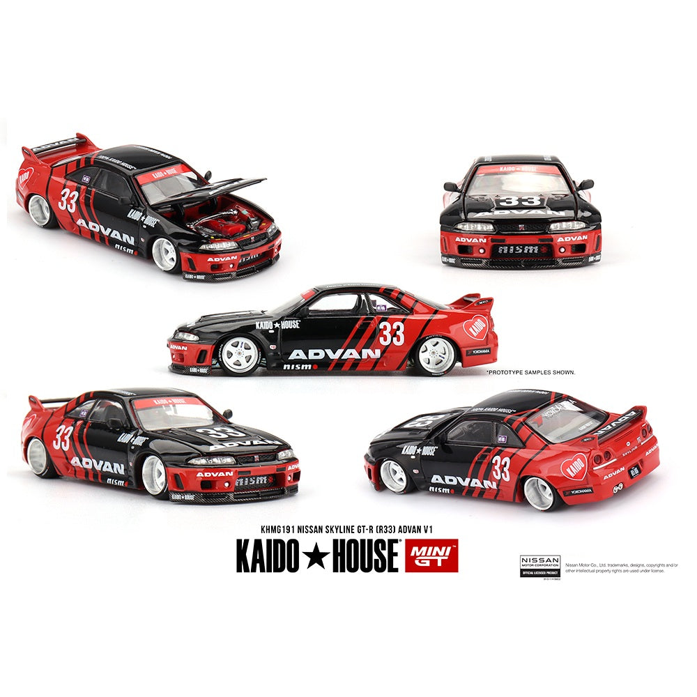 PREORDER MINI GT x Kaido House 1/64 Nissan Skyline GT-R (R33) Kaido Works ADVAN KHMG191 (Approx. Release Date : Q3 2025 subject to manufacturer's final decision)