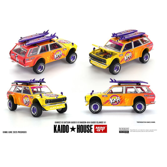 MINI GT x Kaido House 1/64 Datsun KAIDO 510 Wagon 4×4 Kaido ISLANDS V1- Orange KHMG210