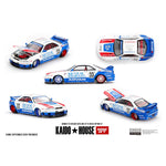 PREORDER MINI GT x Kaido House 1/64 Nissan Skyline GT-R (R33) BFTHR V1 – White w/ Blue Two-tone KHMG213 (Approx. Release Date : Q4 2025 subject to manufacturer's final decision)