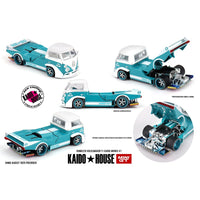 PREORDER MINI GT x Kaido House 1/64 Volkswagen T1 KAIDO WORKS V1 – Turquoise/White KHMG220 (Approx. Release Date : Q4 2025 subject to manufacturer's final decision)