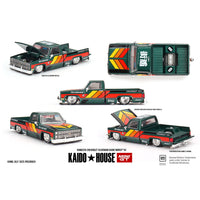 PREORDER MINI GT x Kaido House 1/64 Chevrolet Silverado KAIDO WORKS V3 -Dark Green KHMG226 (Approx. Release Date : Q4 2025 subject to manufacturer's final decision)