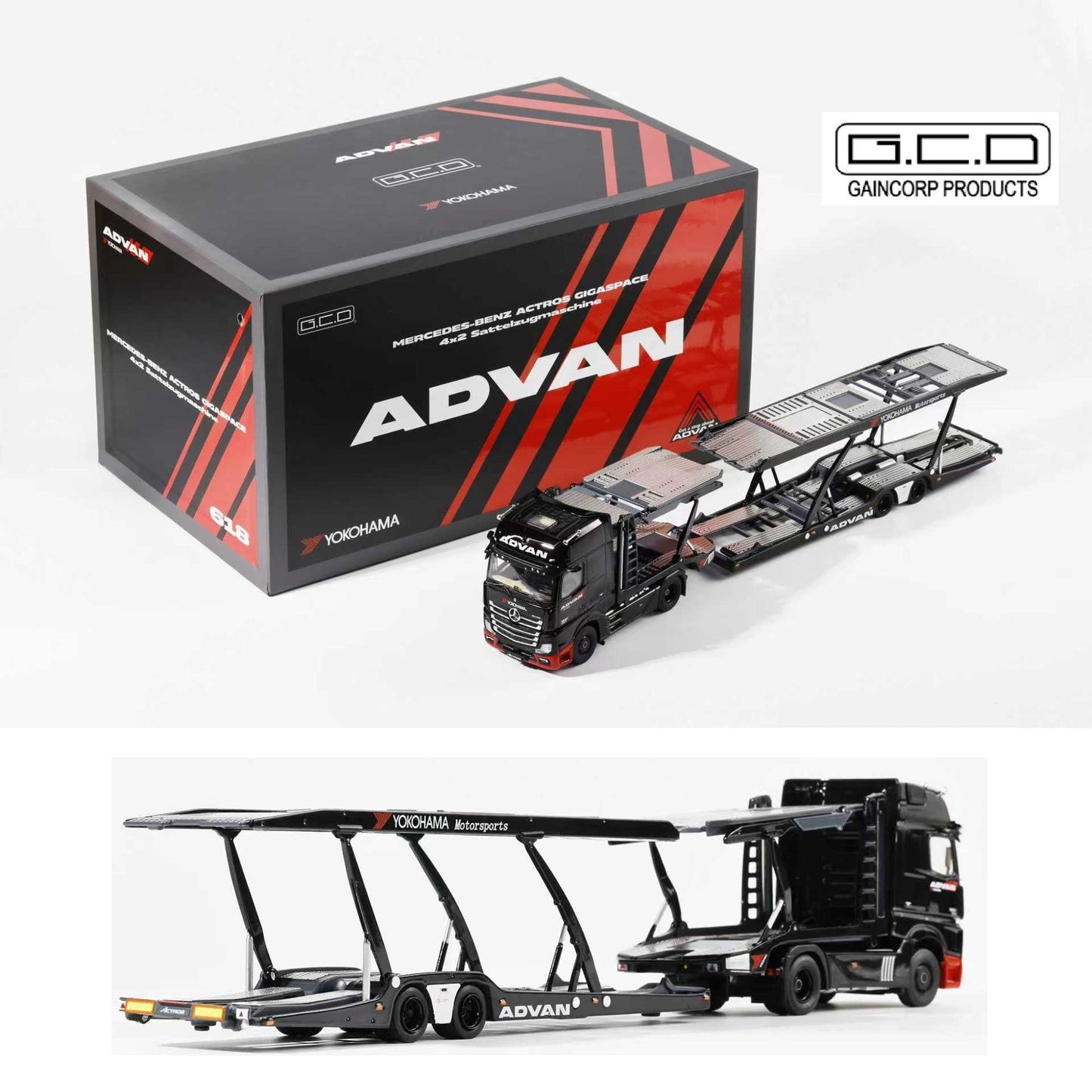 PREORDER GCD 1/64 Mercedes-Benz Actros 2 (LHD) ADVAN KS-069-618 (Approx. Release Date: Q2 2026 and subject to the manufacturer's final decision)