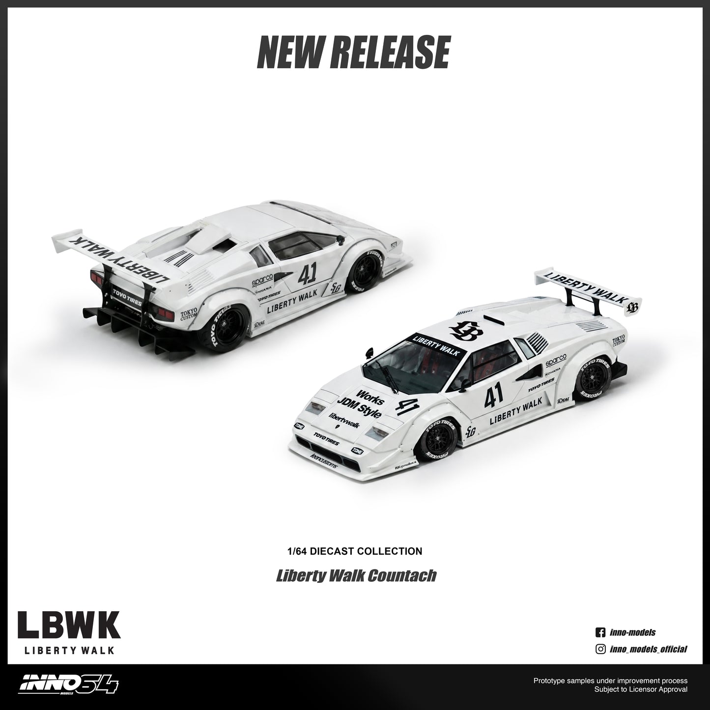 PREORDER INNO64 1/64 LIBERTY WALK COUNTACH IN64-LBCOUNTACH-01 (Approx. Release Date : Q4 2026 subject to the manufacturer's final decision) **CHASE CARS ARE RAMDOMLY PACKED**