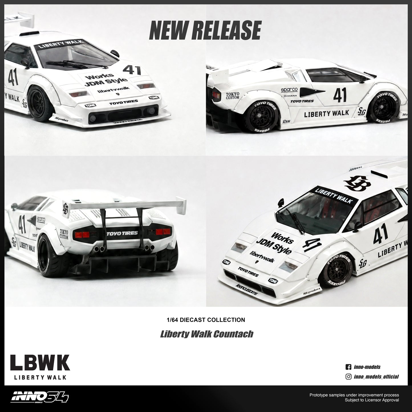 PREORDER INNO64 1/64 LIBERTY WALK COUNTACH IN64-LBCOUNTACH-01 (Approx. Release Date : Q4 2026 subject to the manufacturer's final decision) **CHASE CARS ARE RAMDOMLY PACKED**