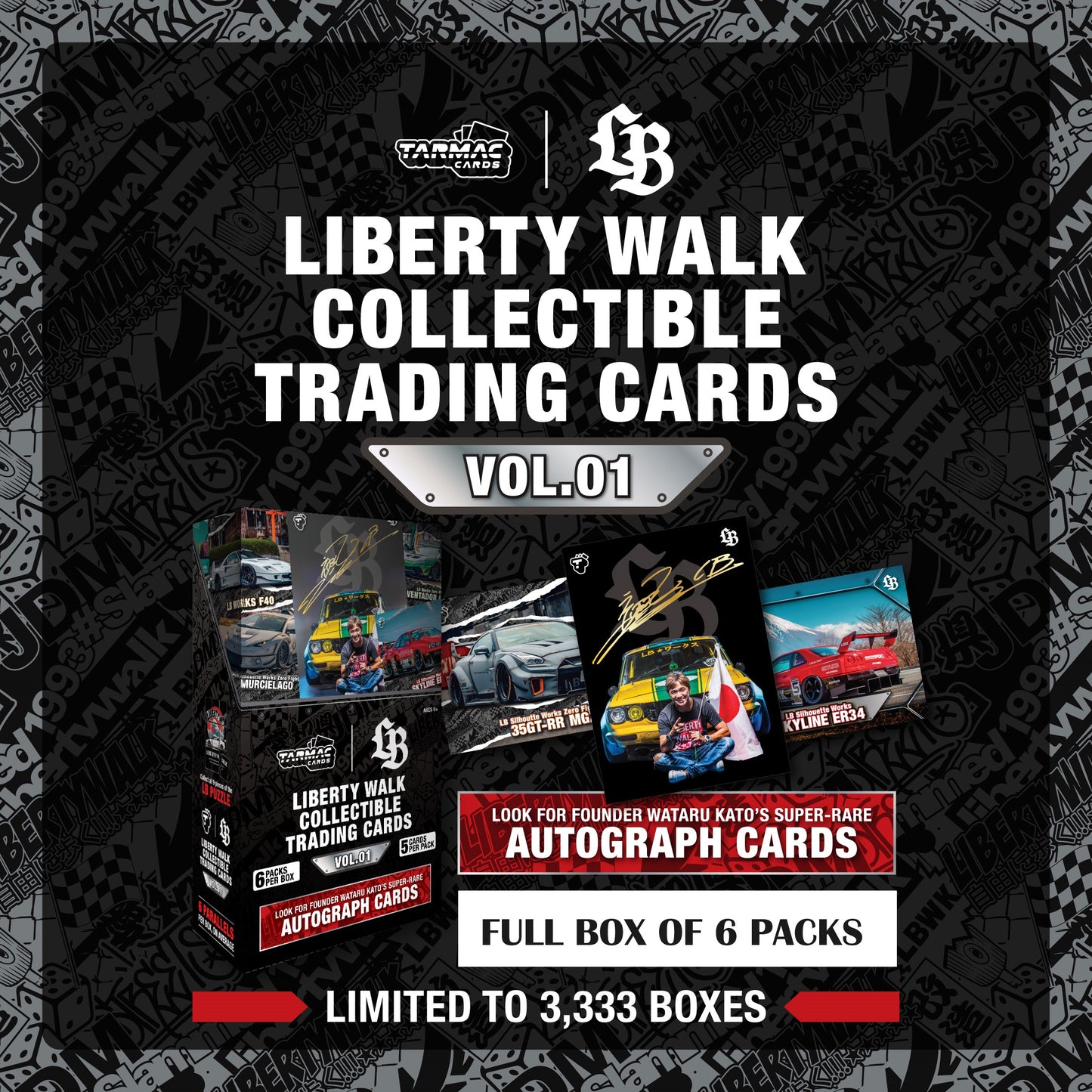 TARMAC CARDS LIBERTY WALK COLLECTIBLE TRADING CARDS VOL.01 (Full box of 6 packs) TC-LBC-01