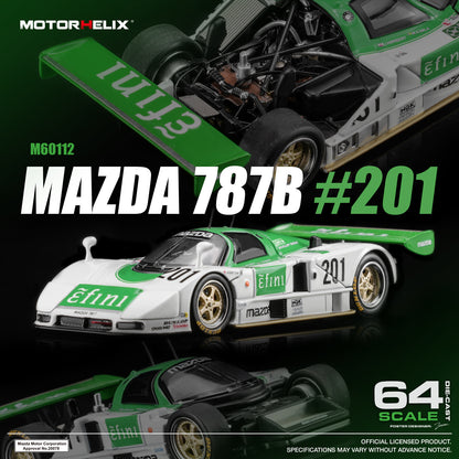 PREORDER Motorhelix 1/64 Mazda 787B #201 Green/White M60112 (Approx. Release Date: Q4 2026 and subject to the manufacturer's final decision)