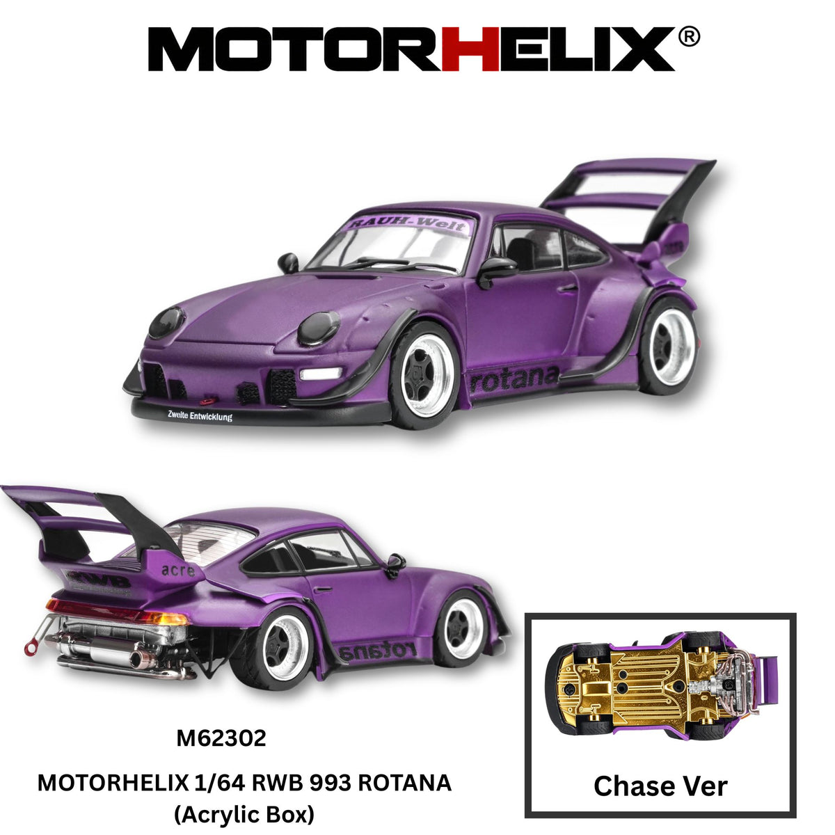 PREORDER MOTORHELIX 1/64 RWB 993 ROTANA (Acrylic Box) M62302 (Approx. Release Date: Q1 2027 and subject to the manufacturer's final decision) **Chase cars are randomly packed**