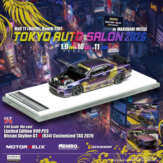Motorhelix 1/64 Nissan Skyline GT-R R34 Customized TAS 2026 M63468