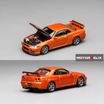 PREORDER Motorhelix 1/64 Nissan Skyline GT-R (R34) V-Spec II Customized Metallic Orange M63471 (Approx. Release Date: Q1 2026 and subject to the manufacturer's final decision)