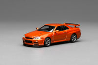 PREORDER Motorhelix 1/64 Nissan Skyline GT-R (R34) V-Spec II Customized Metallic Orange M63471 (Approx. Release Date: Q1 2026 and subject to the manufacturer's final decision)