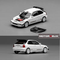 PREORDER Motorhelix 1/64 Honda Civic TYPE R (EK9) J‘s Racing White M65029 (Approx. Release Date: Q1 2026 and subject to the manufacturer's final decision)