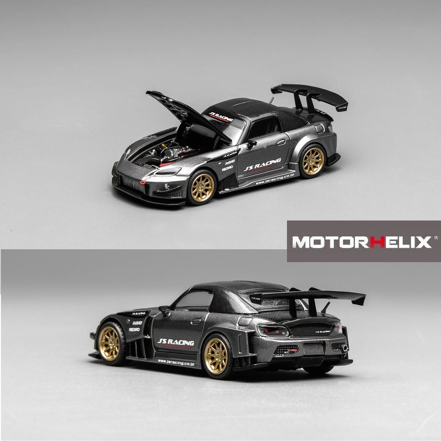 PREORDER Motorhelix 1/64 Honda S2000 J‘s Racing Moon Rock Metallic M65145 (Approx. Release Date: Q1 2026 and subject to the manufacturer's final decision)