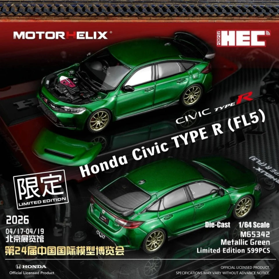 MOTORHELIX Honda Civic TYPE R (FL5) Metallic Green 2026 HEC Exclusive Edition M65342 Limited to 599 PCS **Limited to ONE per customer**