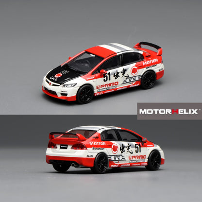 PREORDER Motorhelix 1/64 Honda Civic TYPE R (FD2) Idemitsu Motion Red M65437 (Approx. Release Date: Q2 2026 and subject to the manufacturer's final decision)