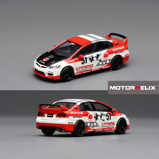 PREORDER Motorhelix 1/64 Honda Civic TYPE R (FD2) Idemitsu Motion Red M65437 (Approx. Release Date: Q2 2026 and subject to the manufacturer's final decision)