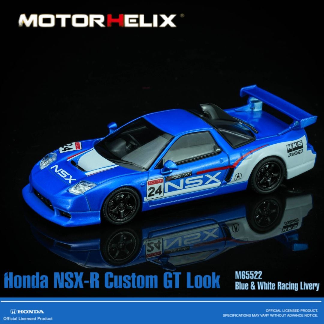 PREORDER MOTORHELIX 1/64 Honda NSX-R Custom GT Look Blue & White racing Livery M65522(Approx. Release Date: Q4 2026 and subject to the manufacturer's final decision)