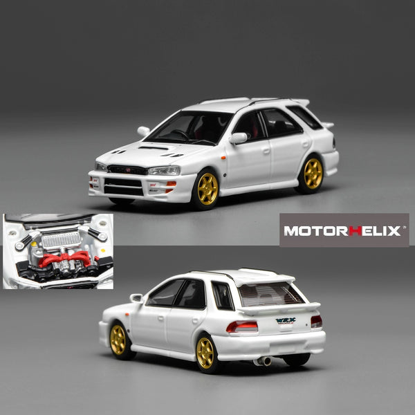 PREORDER Motorhelix 1/64 Subaru Impreza Wagon WRX STi Version VI (GC8) Pure White M67102 (Approx. Release Date: Q1 2026 and subject to the manufacturer's final decision)