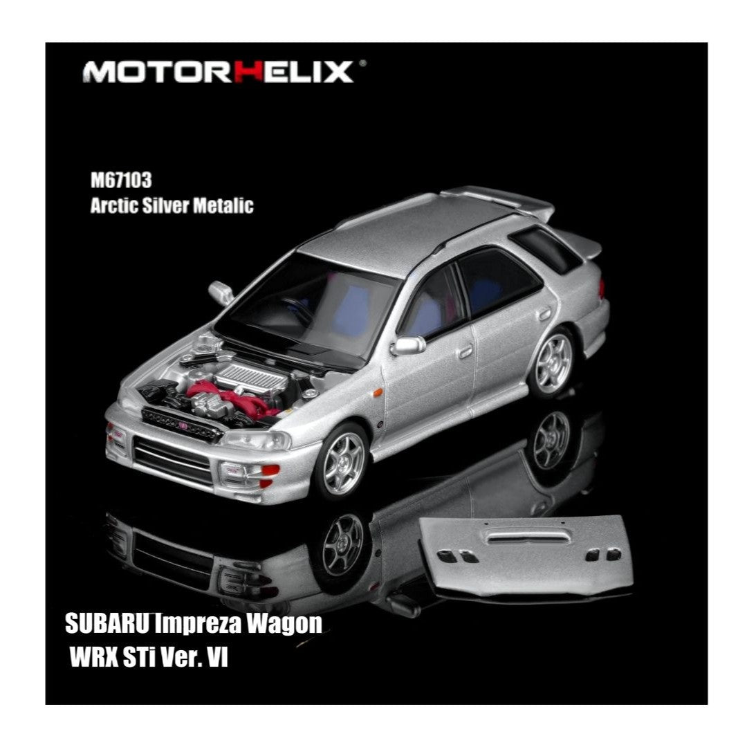 PREORDER MOTORHELIX 1/64 SUBARU Impreza Wagon WRX STi Ver VI - Arctic Silver Metallic M67103 (Approx. Release Date: Q4 2026 and subject to the manufacturer's final decision)