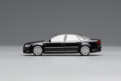 PREORDER Motorhelix 1/64 Audi A8 2008 Metallic Black M68201 (Approx. Release Date: Q2 2026 and subject to the manufacturer's final decision)