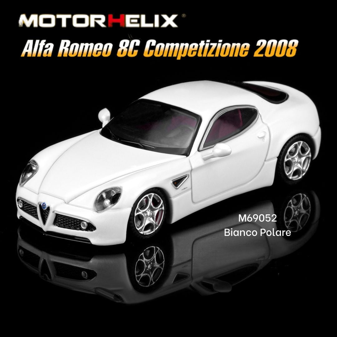 PREORDER MOTORHELIX 1/64 Alfa Romeo 8C Competizione 2008 Bianco Polare M69052 (Approx. Release Date: Q4 2026 and subject to the manufacturer's final decision)