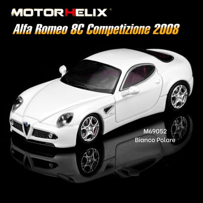 PREORDER MOTORHELIX 1/64 Alfa Romeo 8C Competizione 2008 Bianco Polare M69052 (Approx. Release Date: Q4 2026 and subject to the manufacturer's final decision)