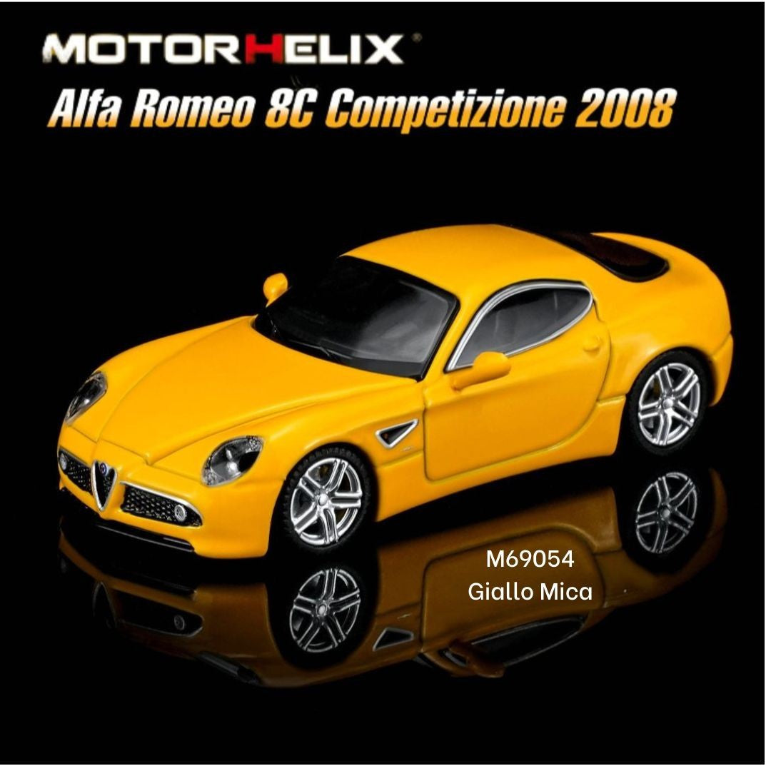 PREORDER  MOTORHELIX 1/64 Alfa Romeo 8C Competizione 2008 Giallo Mica M69054 (Approx. Release Date: Q4 2026 and subject to the manufacturer's final decision)