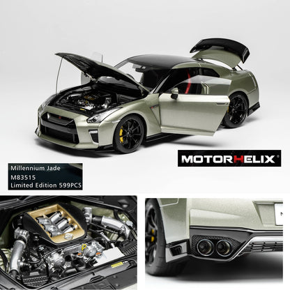 MOTORHELIX 1/18 Nissan GT-R (R35) Track Edition Engineered by NISMO T-Spec 2022 Millennium Jade limited to 599 units M63515