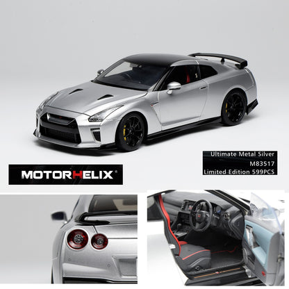 MOTORHELIX 1/18 Nissan GT-R (R35) Track Edition Engineered by NISMO T-Spec 2022 Ultimate Metal Silver limited to 599 units M63517