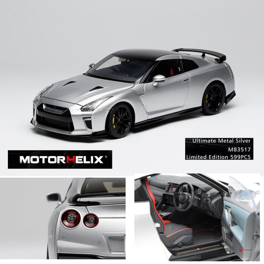MOTORHELIX 1/18 Nissan GT-R (R35) Track Edition Engineered by NISMO T-Spec 2022 Ultimate Metal Silver limited to 599 units M63517
