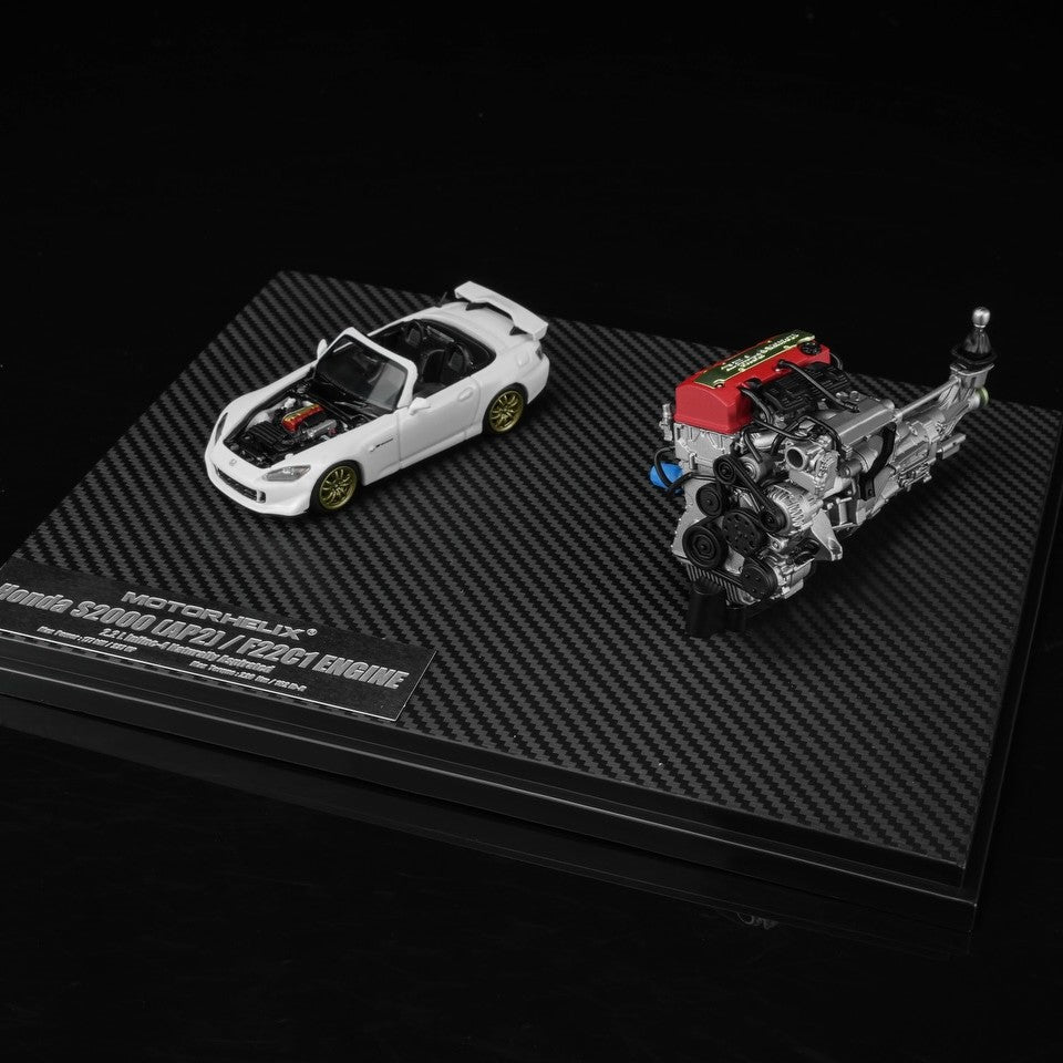 MOTORHELIX 1/64 Honda S2000 (AP2) Pearl White with 1/18 F22C1 Engine Display Platform 2026 HEC Exclusive Edition M90319 Limited to 199 PCS **Limited to ONE per customer**
