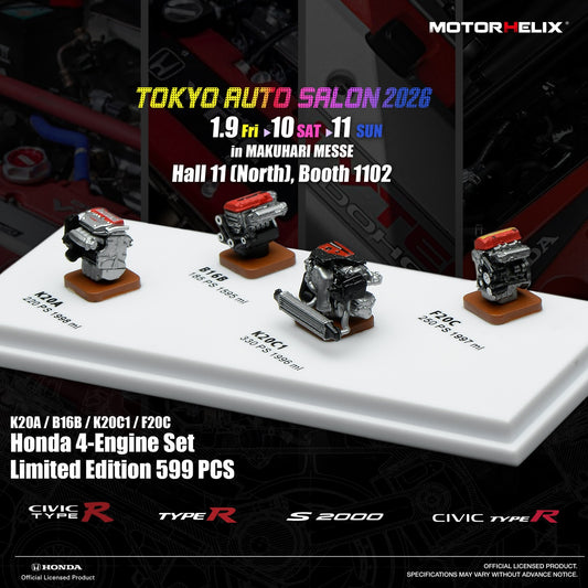 Motorhelix 1/64 HONDA Engine set of 4 TAS 2026 M96011DZ-TAS