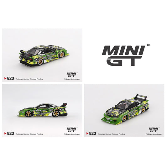 MINI GT 1/64 Nissan LB-Super Silhouette S15 SILVIA #555 V2 2024 – Green – Formula Drift Japan MGT00823-BL