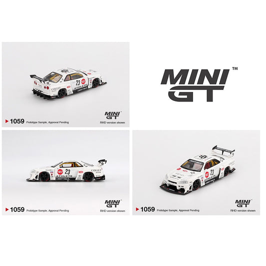 MINI GT 1/64 Nissan LB-ER34 Super Silhouette ATHLETE/COLLET – White MGT01059-BL