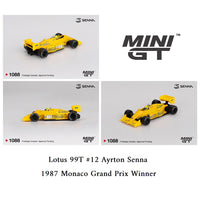 PREORDER MINI GT 1/64 Lotus 99T #12 Ayrton Senna 1987 Monaco Grand Prix Winner MGT01088-BL (Approx. Release Date : Q4 2025 subject to manufacturer's final decision)