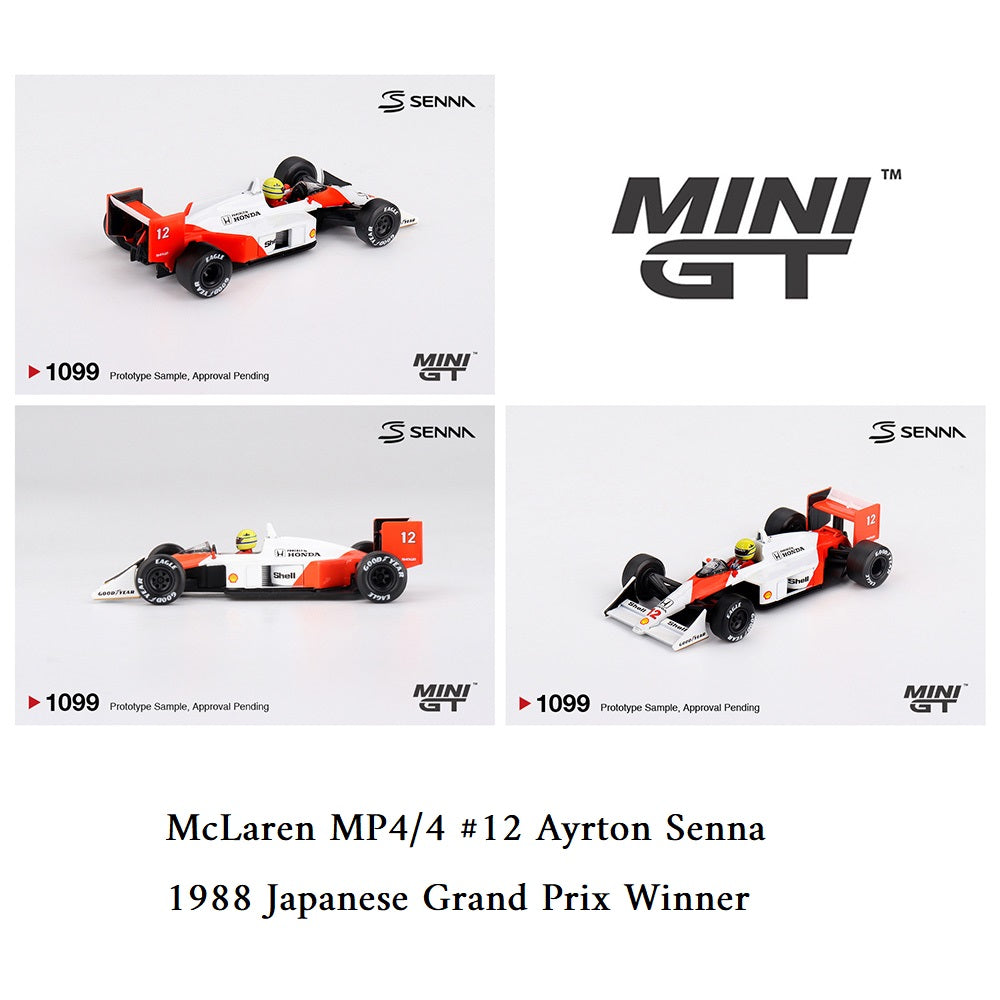 PREORDER MINI GT 1/64 McLaren MP4/4 #12 Ayrton Senna 1988 Japanese Grand Prix Winner MGT01099-BL (Approx. Release Date : Q4 2025 subject to manufacturer's final decision)