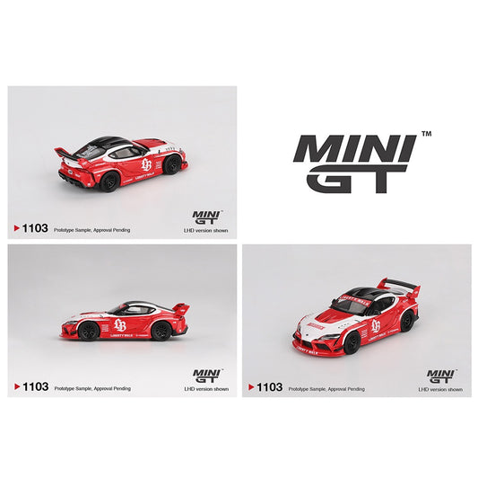 MINI GT 1/64 LB★WORKS Toyota GR Supra – Red/White MGT01103-BL