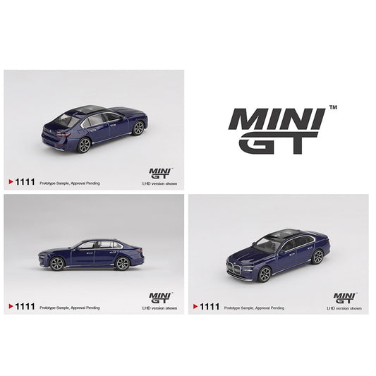 PREORDER MINI GT 1/64 BMW i7 xDrive60 – Tanzanite Blue Metallic MGT01111-BL (Approx. Release Date : Q4 2025 subject to manufacturer's final decision)