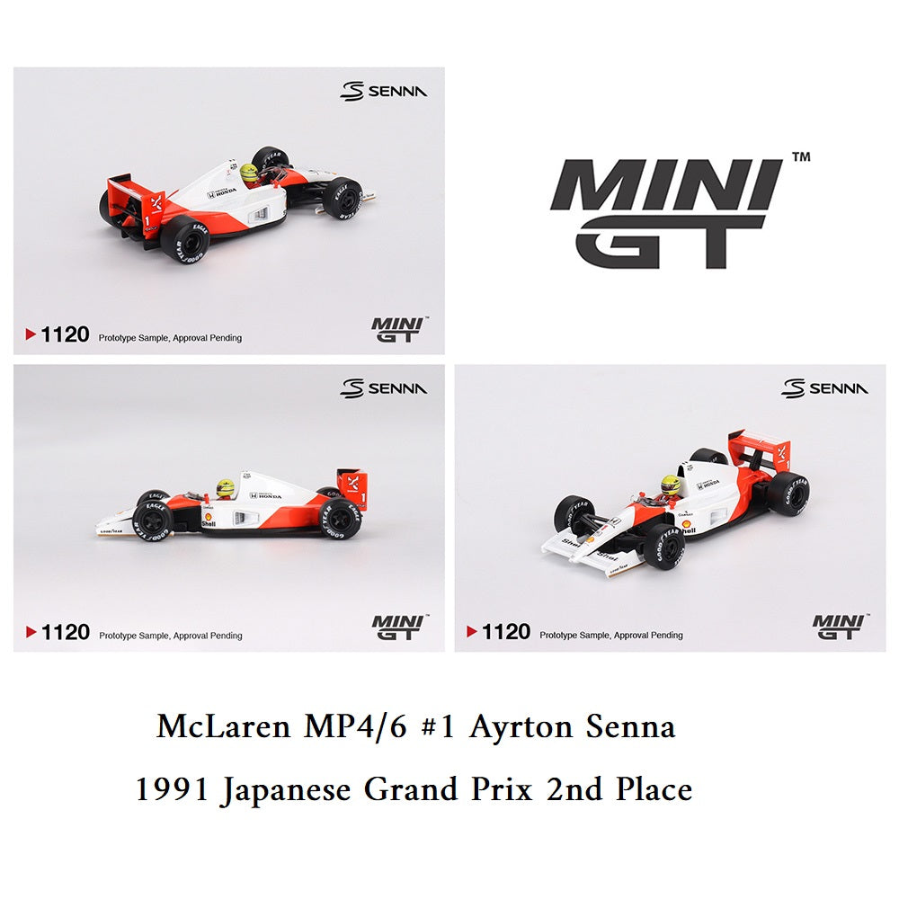 PREORDER MINI GT 1/64 McLaren MP4/6 #1 Ayrton Senna 1991 Japanese Grand Prix 2nd Place MGT01120-BL (Approx. Release Date : Q4 2025 subject to manufacturer's final decision)