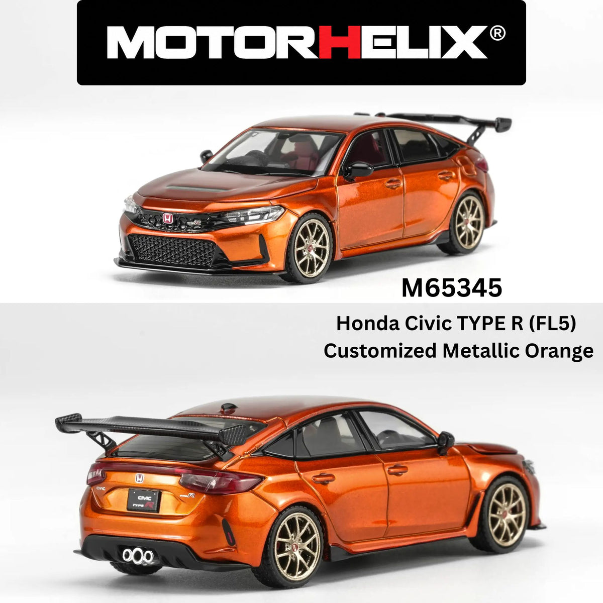 Motorhelix 1/64 Honda Civic TYPE R (FL5) Customized Metallic Orange M65345