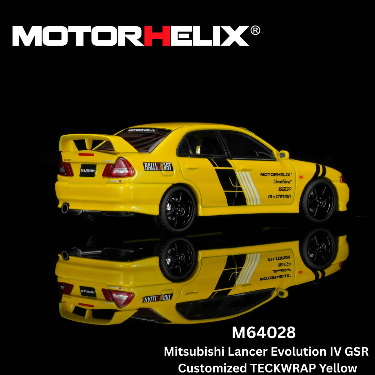 Motorhelix 1/64 Mitsubishi Lancer Evolution IV GSR Customized TECKWRAP Yellow M64028