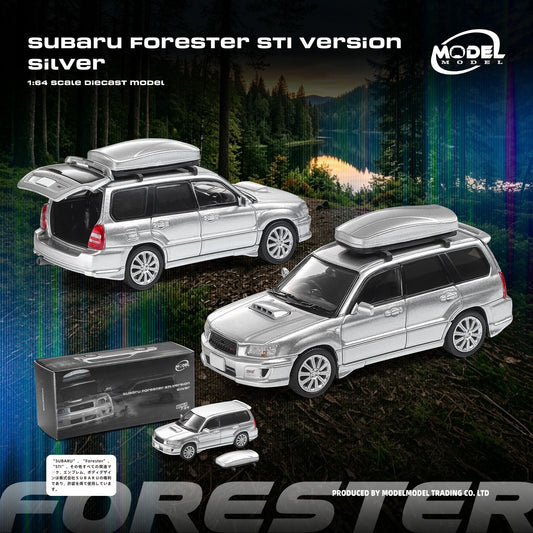 PREORDER MODELMODEL 1/64 Subaru Forester STI Version Silver with Rooftop Cargo box (Paper Box) MM64-SG9-004 (Approx. Release Date: Q4 2026 and subject to the manufacturer's final decision)