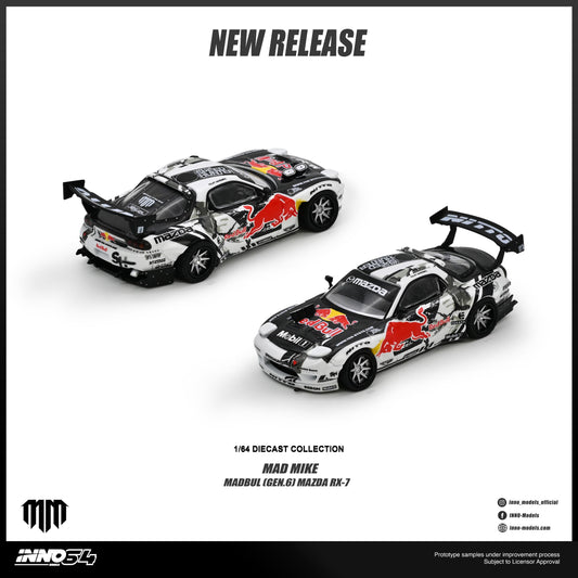 PREORDER INNO64 1/64 MAZDA RX7 MAD MIKE MADBUL (GEN.6) IN64-RX7MM-02 (Approx. Release Date : Q4 2026 subject to the manufacturer's final decision)
